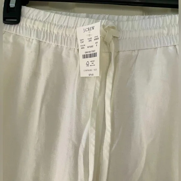 NWT J. Crew Factory White Linen Blend Drawstring Pants Sz 8 - Picture 7 of 16